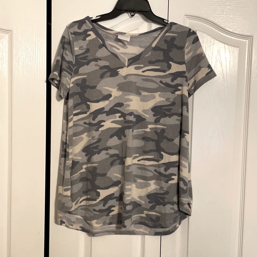 Small Sew in Love camo tee. Boutique shirt